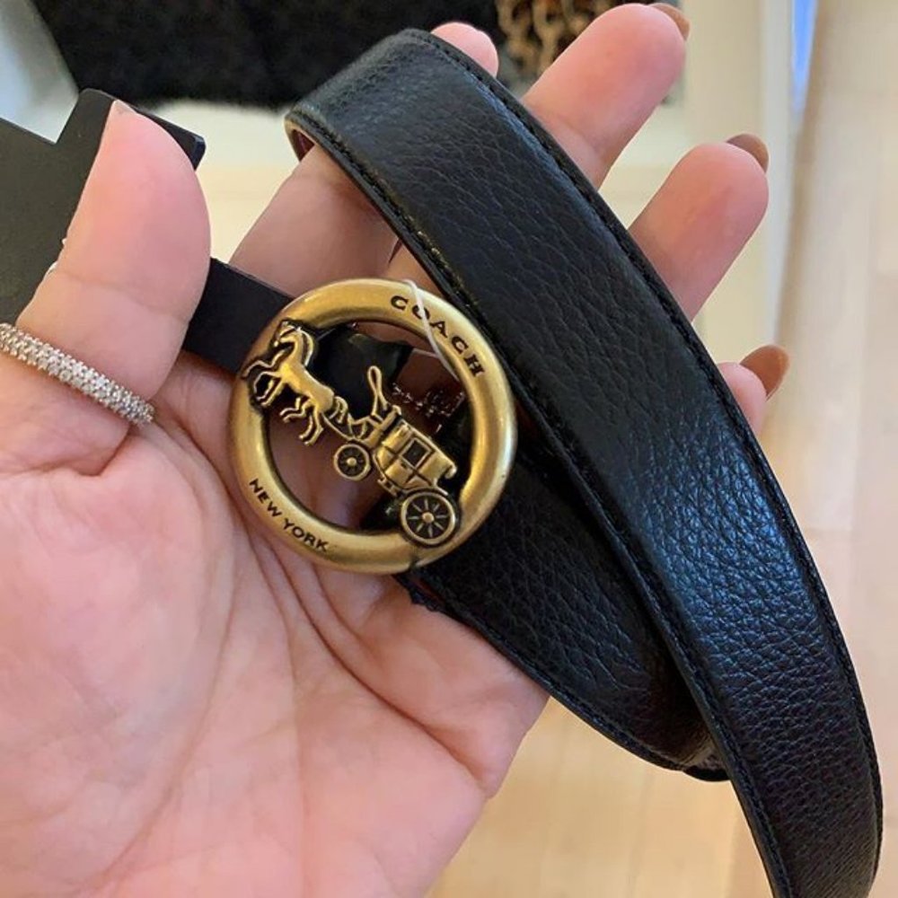 Coach NWT Horse and Carriage buckle belt Black 78181 f78181 - Picture 5 of 8